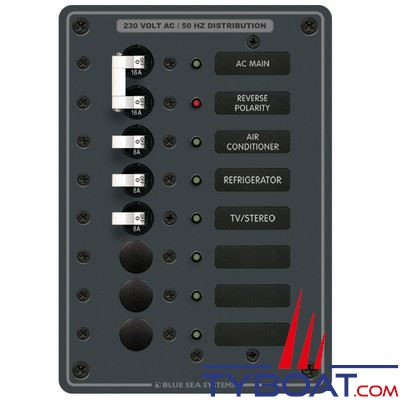 Blue Sea Systems - Tableau électrique dc - 6 circuits - 230vac - disjoncteur type toggle - 8127