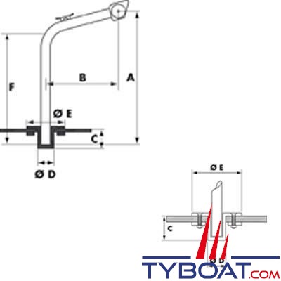 Plastimo - paire de bossoirs - supports encatrables - palans équipés - 100kg