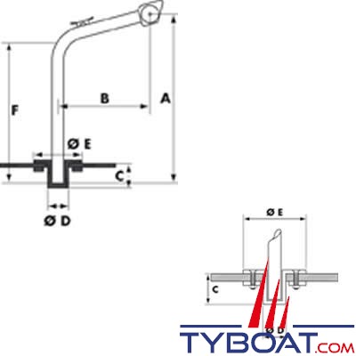 Plastimo - paire de bossoirs - supports encatrables - palans équipés - 100kg