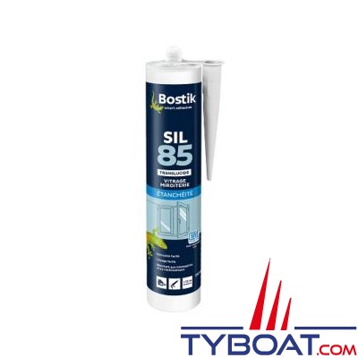 Bostik - SIL85 - Mastic silicone acétique - Joints d'étanchéité et  assemblage sur verre/bois, verre/verre, verre/aluminium,  aluminium/aluminium - Blanc - Cartouche 310 ml BOSTIK BOKM136882 