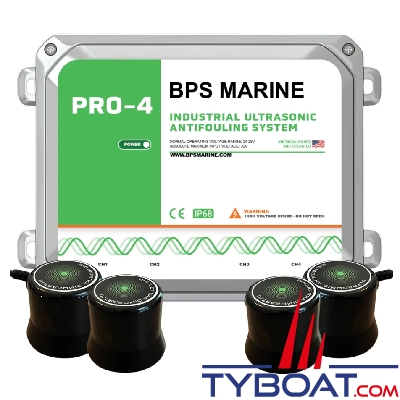 BPS Marine - Antifouling à Ultrasons PRO-4 - 24 Volts -  4 émetteurs de coque - Pour bateau jusqu'à 16 mètres