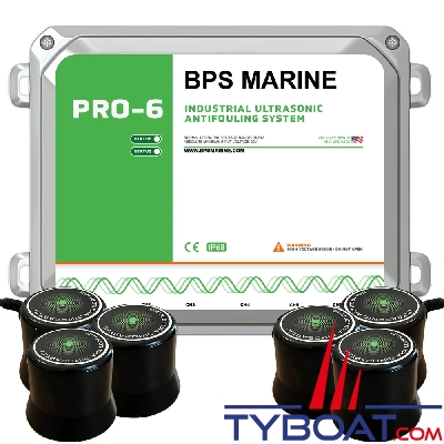 BPS Marine - Antifouling à Ultrasons PRO-6 - 24 Volts -  6 émetteurs de coque - Pour bateau jusqu'à 18 mètres