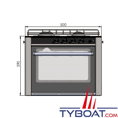 Can - Cuisinière inox 2 feux avec four 30 litres - 500 x 390 x 410 mm