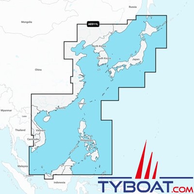 Carte marine Garmin Navionics+ NSAE011L - China Sea & Japan - Couverture Large