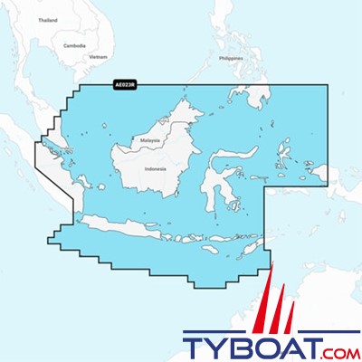 Carte marine Garmin Navionics+ NSAE023R - Java & Borneo - Couverture Régular