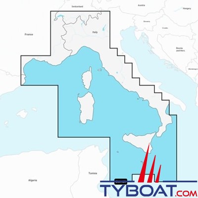 Carte marine Garmin Navionics+ NSEU012R - Mediterranean Sea, Cen. & West - Couverture Régular