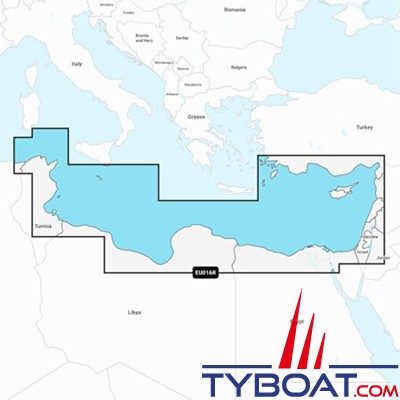 Carte marine Garmin Navionics+ NSEU016R - Mediterranean Sea, Southeast - Couverture Régular