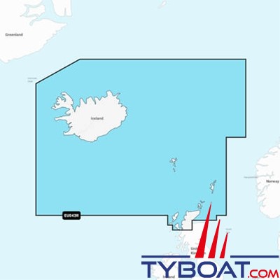 Carte marine Garmin Navionics+ NSEU043R - Iceland to Orkney - Couverture Régular