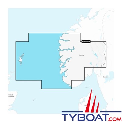 Carte marine Garmin Navionics+ NSEU051R - Norway, Lista to Sognefjord - Couverture Régular