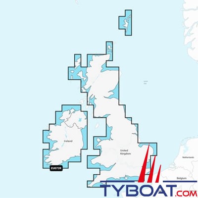 Carte marine Garmin Navionics+ NSEU072R - U.K. & Ireland Lakes & Rivers - Couverture Régular