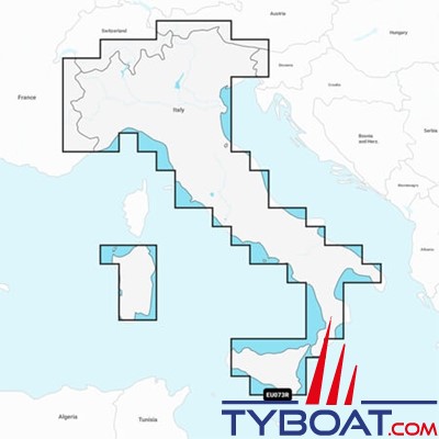 Carte marine Garmin Navionics+ NSEU073R - Italy, Lakes & Rivers - Couverture Régular