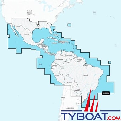 Carte marine Garmin Navionics+ NSSA004L - Mexico, Caribbean to Brazil - Couverture Large
