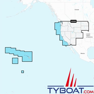 Carte marine Garmin Navionics+ NSUS008R - U.S. West - Couverture Régular