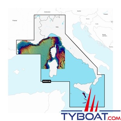 Carte marine Garmin Navionics Vision+ NVEU012R - Mediterranean Sea, Cen. & West - Couverture Régular