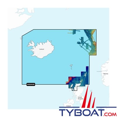 Carte marine Garmin Navionics Vision+ NVEU043R - Iceland to Orkney - Couverture Régular