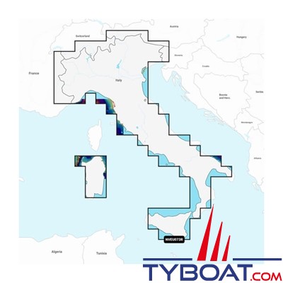 Carte marine Garmin Navionics Vision+ NVEU073R - Italy, Lakes & Rivers - Couverture Régular