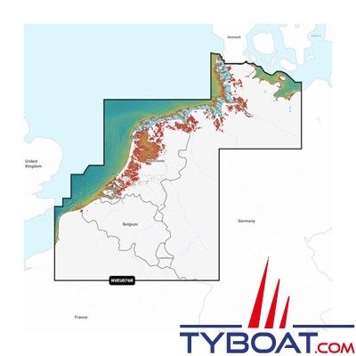 Carte marine Garmin Navionics Vision+ NVEU076R - Benelux & Germany, West - Couverture Régular