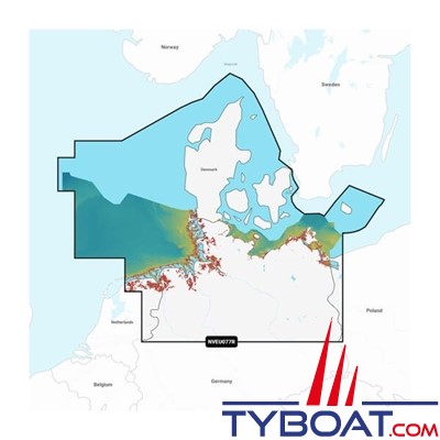 Carte marine Garmin Navionics Vision+ NVEU077R - Denmark & Germany, North - Couverture Régular