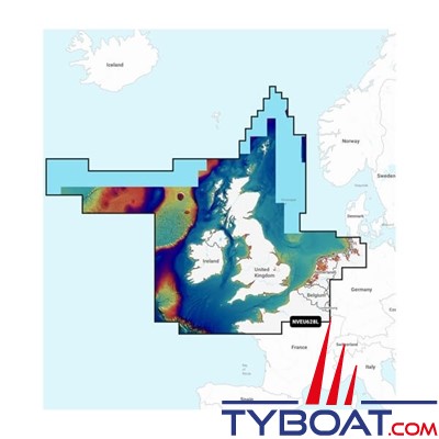 Carte marine Garmin Navionics Vision+ NVEU628L - U.K., Ireland & Holland - Couverture Large