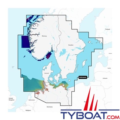 Carte marine Garmin Navionics Vision+ NVEU645L - Skagerrak & Kattegat - Couverture Large