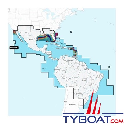Carte marine Garmin Navionics Vision+ NVSA004L - Mexico, Caribbean to Brazil - Couverture Large