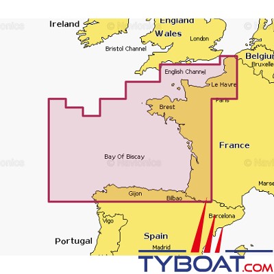 Carte marine Navionics+ NAEU008R - Bay of Biscay - Couverture Régular