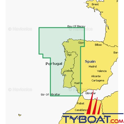 Carte marine Navionics+ NAEU009R - Portugal & Spain, Northwest - Couverture Régular