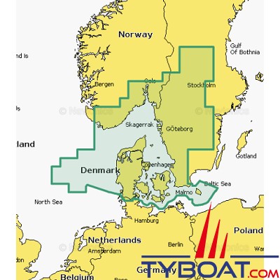 Carte marine Navionics+ NAEU042R - Oslo to Trelleborg - Couverture Régular