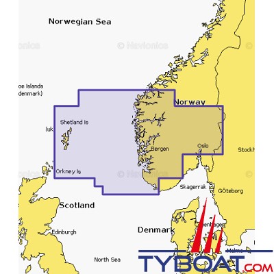 Carte marine Navionics+ NAEU051R - Norway, Lista to Sognefjord - Couverture Régular