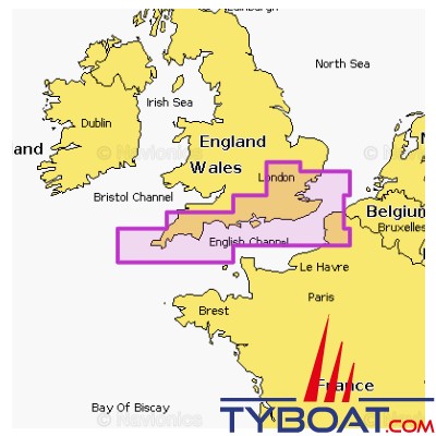 Carte marine Navionics+ NAEU0704R - England, South Coast - Couverture Régular