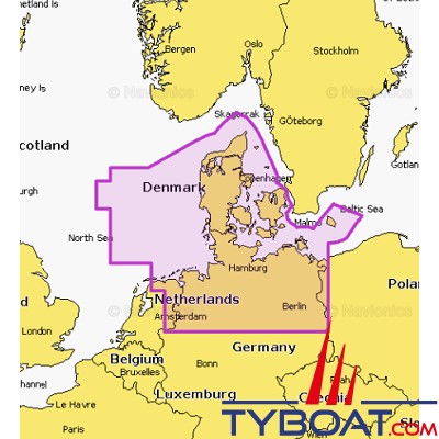 Carte marine Navionics+ NAEU077R - Denmark & Germany, North - Couverture Régular