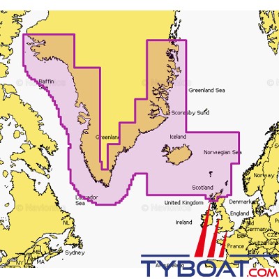 Carte marine Navionics+ NAEU620L - Greenland & Iceland - Couverture Large