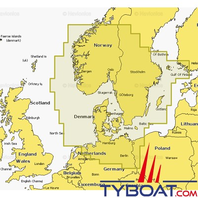 Carte marine Navionics+ NAEU645L - Skagerrak & Kattegat - Couverture Large