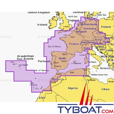 Carte marine Navionics+ NAEU646L - Europe, Central & West - Couverture Large