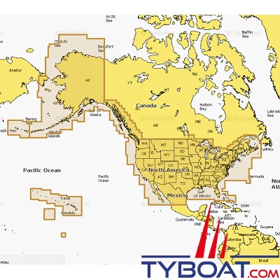 Carte marine Navionics+ NAUS001L - U.S. & Coastal Canada - Couverture Large