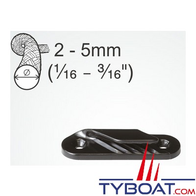 Clamcleat - CL214 - Coinceur latéral babord polyamide noir pour cordage Ø 2 à 5 mm