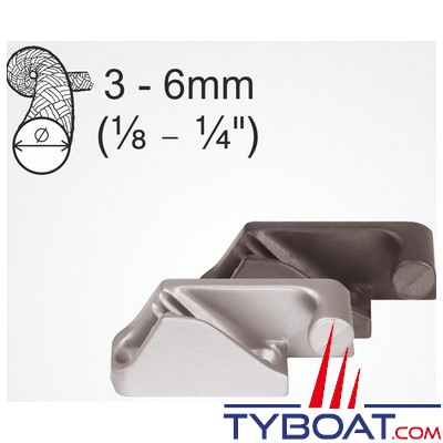 Clamcleat - CL217 MK2 coinceur vertical racing tribord alu pour cordage Ø 3 à 6 mm