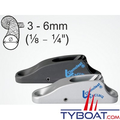 Clamcleat - CL230 coinceur à réa bas racing alu pour cordage Ø 3 à 6 mm