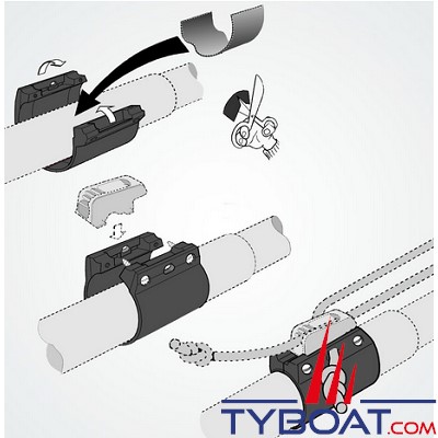 Clamcleat - CL244 Taquet de wishbone (coinceur + pinces) alu pour cordage Ø 3 à 6 mm