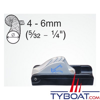 Clamcleat - CL257 Taquet à déverrouillage automatique racing mini alu pour cordage Ø 4 à 6 mm