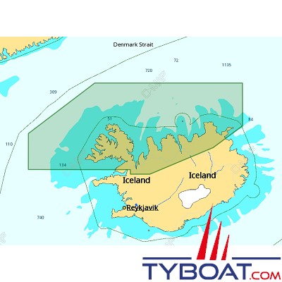 C-MAP - Carte 4D Local format SD micro SD - EN-D410 Iceland Westfjord, North East and South East