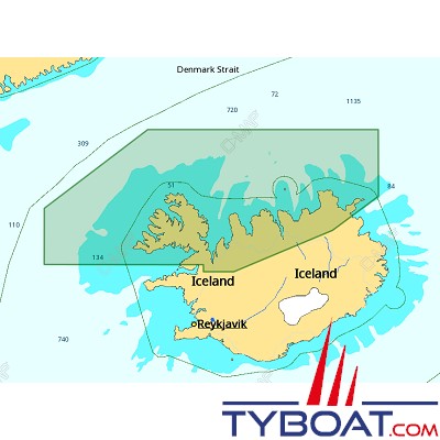 C-MAP - Carte 4D Local format SD micro SD - EN-D410 Iceland Westfjord, North East and South East