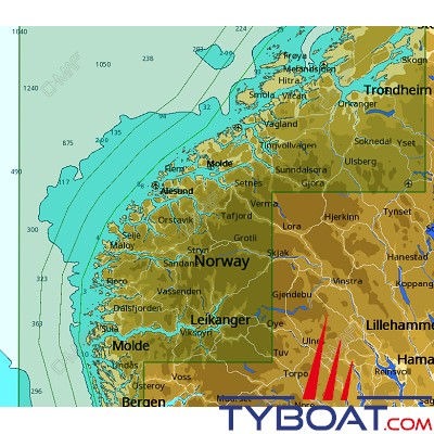 C-MAP - Carte 4D Local format SD micro SD - EN-D593 Norway Bergen to Brandsfjorden