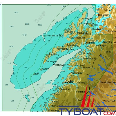 C-MAP - Carte Local Max format SD micro SD - EN-M595 Norway Melfjorden to Narvik and Lofoten Islands