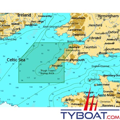 C-MAP - Carte Local Max format SD micro SD - EW-M017 United kingdom Falmouth to Lundy Island