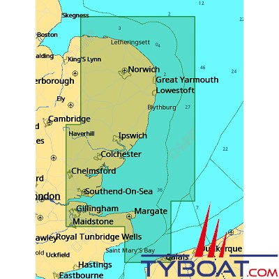 C-MAP - Carte Local Max format SD micro SD - EW-M038 United Kingdom Dover Strait to Great Yarmouth