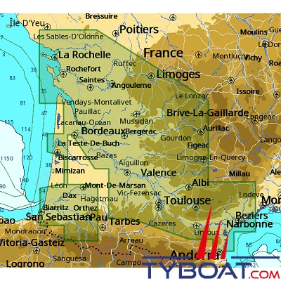 C-MAP - Carte Local Max format SD micro SD - EW-M233 France Eaux intérieures Sud Ouest