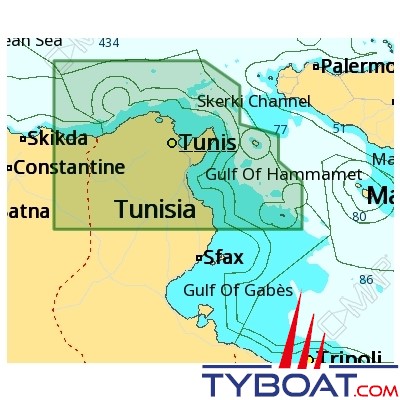 C-MAP - Carte Local Max format SD micro SD - version italienne- EM-M080 Northern Tunisia