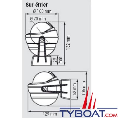 Compas Plastimo Offshore 75 sur étrier - blanc rose blanche