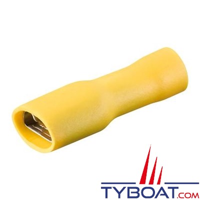 Cosse femelle plate isolée jaune pour câble 2,5 à 6 mm² - 6,3 mm - par 20 pièces